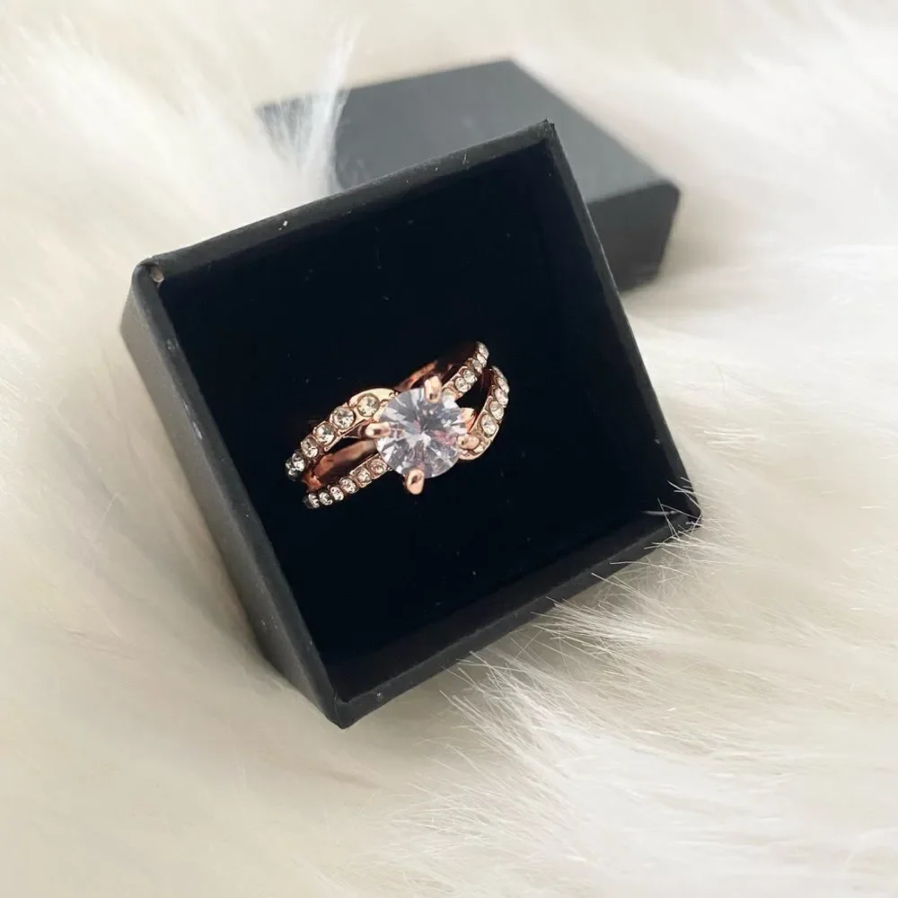 Ring 18K Rose Gold Diamond 5 7 - Picture 13 of 15